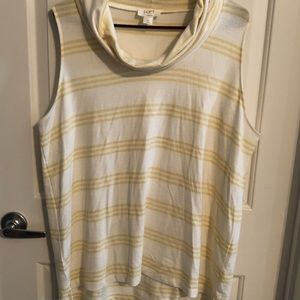 Cowl neck yellow striped sleeveless sweater